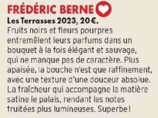 Domaine Frédéric Berne Chiroubles Les Terrasses 2023 bio biodynamie Lantignié gamay cru grand cru vin